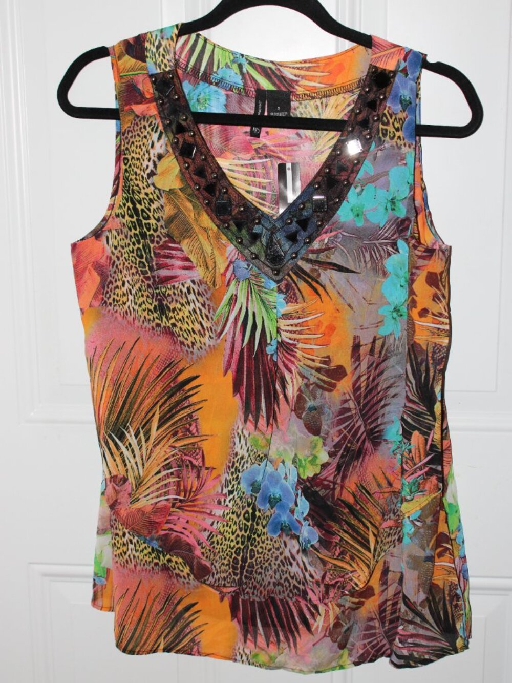 New Directions Womens Top Size Small Sheer Floral Fairy Sleeveless Button New - Picture 2 of 4